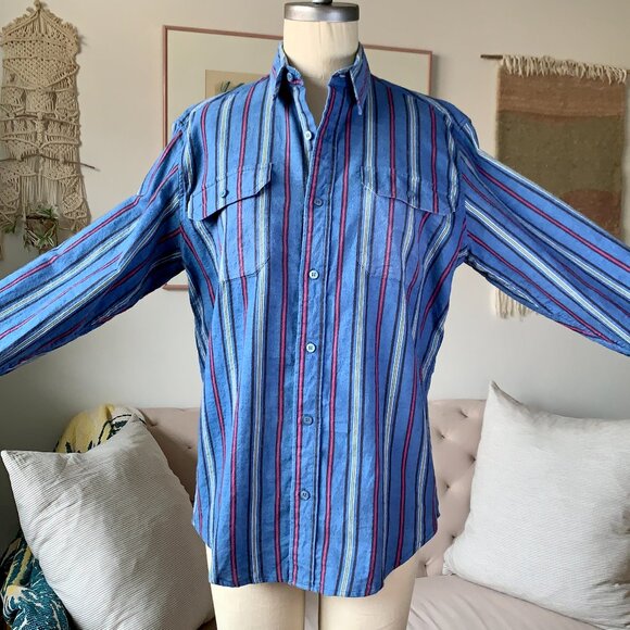 Vintage Sears Wearmaster Stripped Long Sleeve Causal Shirt Heritage Normcore - Picture 7 of 16